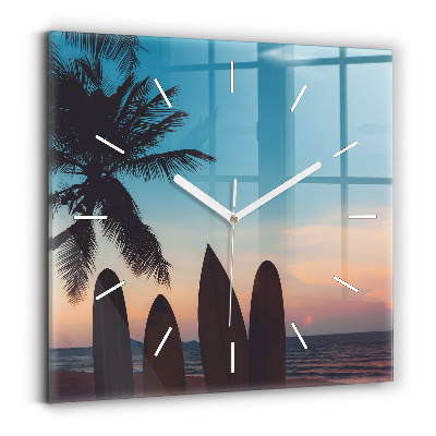 Szögletes fali üvegóra Szörfözés a tengerparton