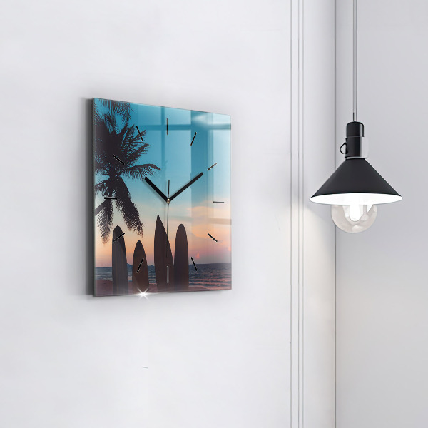 Szögletes fali üvegóra Szörfözés a tengerparton