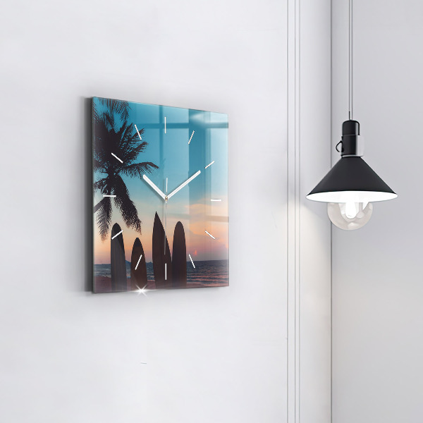 Szögletes fali üvegóra Szörfözés a tengerparton