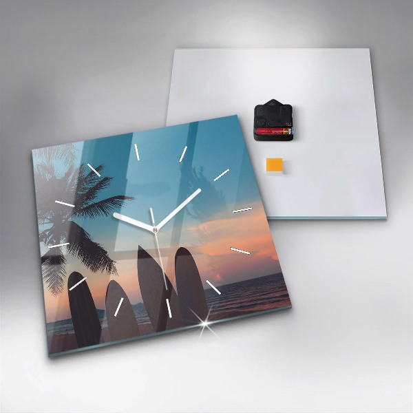 Szögletes fali üvegóra Szörfözés a tengerparton