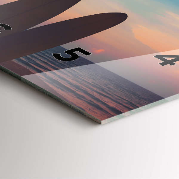 Szögletes fali üvegóra Szörfözés a tengerparton