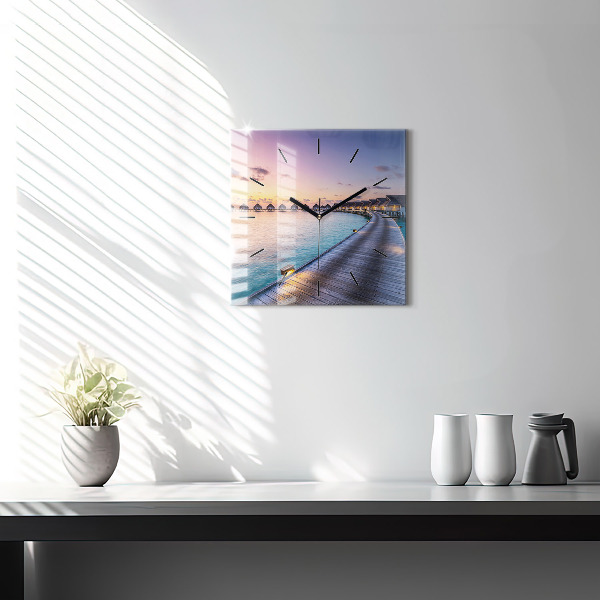 Szögletes fali üvegóra Naplemente Maldív-szigetek