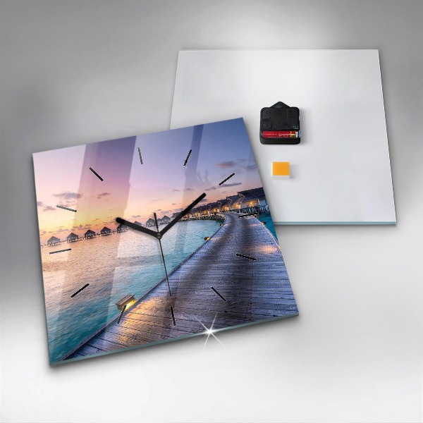 Szögletes fali üvegóra Naplemente Maldív-szigetek