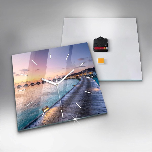 Szögletes fali üvegóra Naplemente Maldív-szigetek