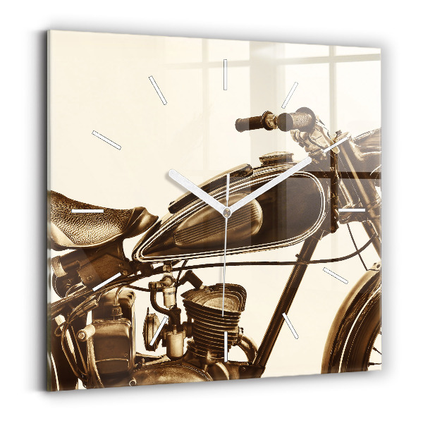 Szögletes fali üvegóra Vintage motorkerékpár szépia