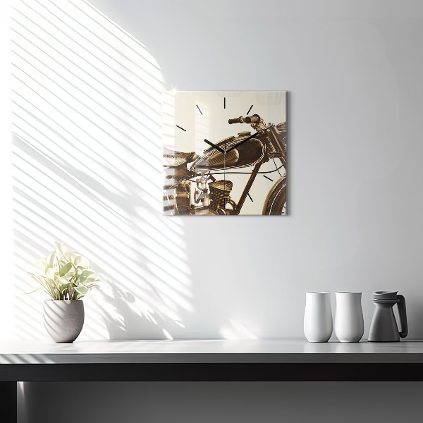 Szögletes fali üvegóra Vintage motorkerékpár szépia