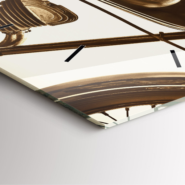 Szögletes fali üvegóra Vintage motorkerékpár szépia