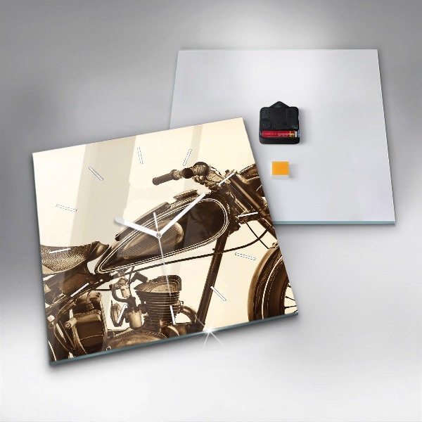 Szögletes fali üvegóra Vintage motorkerékpár szépia