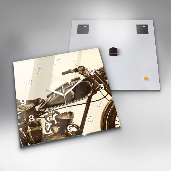 Szögletes fali üvegóra Vintage motorkerékpár szépia