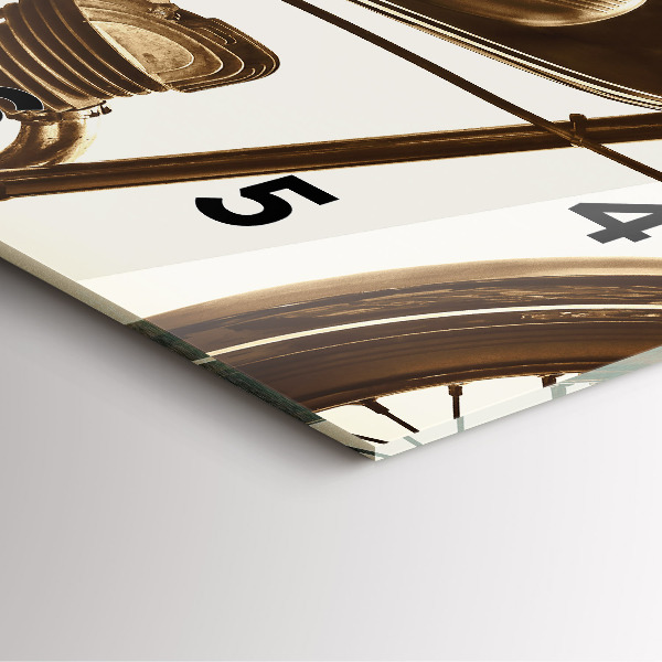 Szögletes fali üvegóra Vintage motorkerékpár szépia