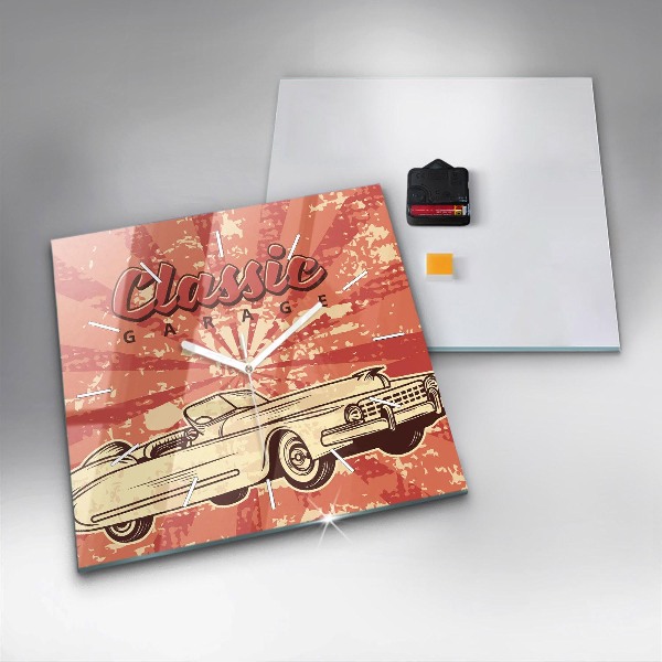 Szögletes fali üvegóra Vintage Retro autó