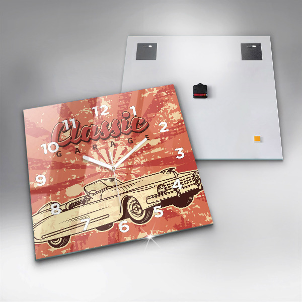 Szögletes fali üvegóra Vintage Retro autó