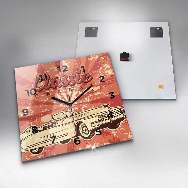 Szögletes fali üvegóra Vintage Retro autó