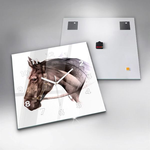 Szögletes fali üvegóra Festett lóprofil