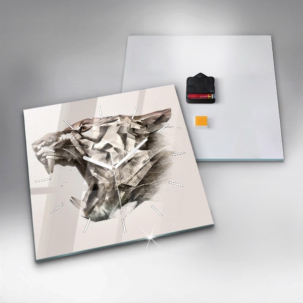 Szögletes fali üvegóra egy tigris festett portréja