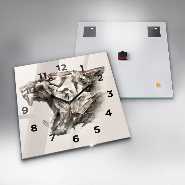 Szögletes fali üvegóra egy tigris festett portréja