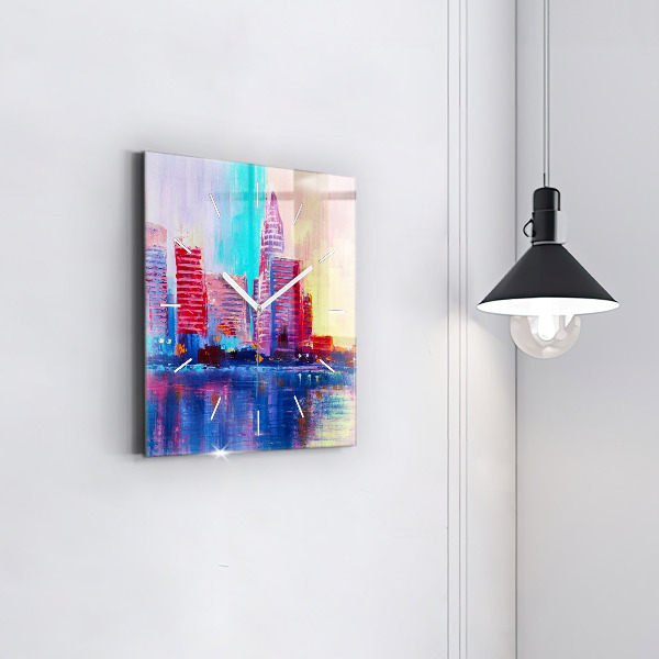 Szögletes fali üvegóra Felhőkarcoló absztrakció