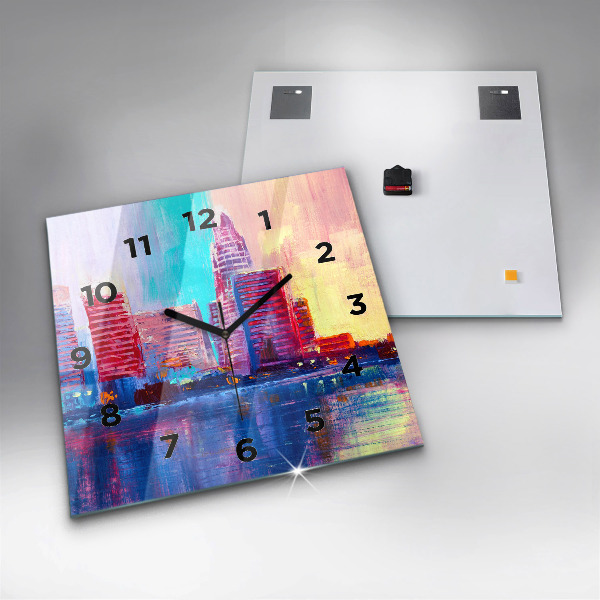 Szögletes fali üvegóra Felhőkarcoló absztrakció