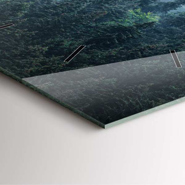 Szögletes fali üvegóra Ködös hegyi táj