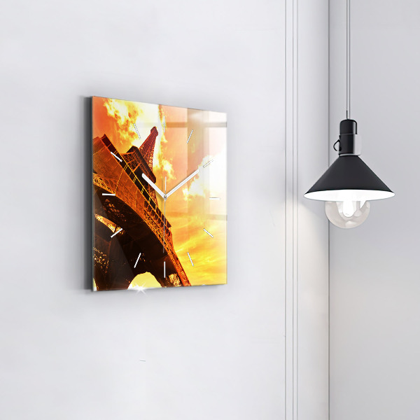 Szögletes fali üvegóra Az Eiffel-torony Párizsban