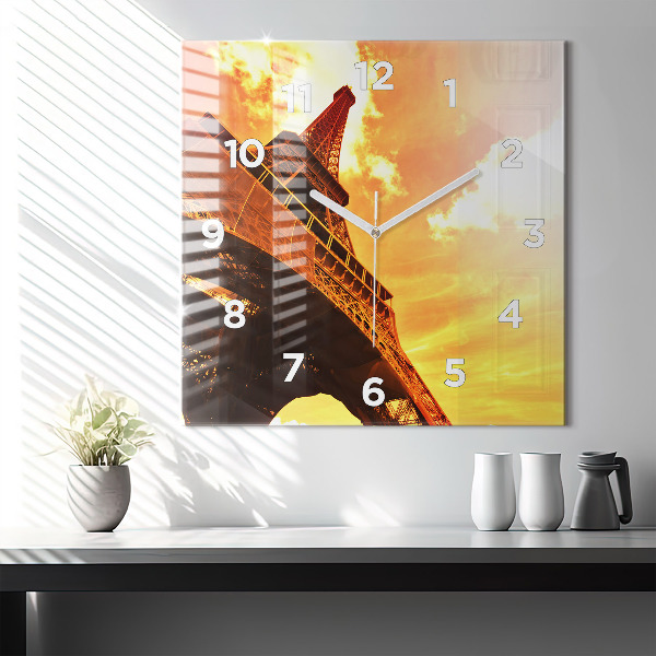 Szögletes fali üvegóra Az Eiffel-torony Párizsban