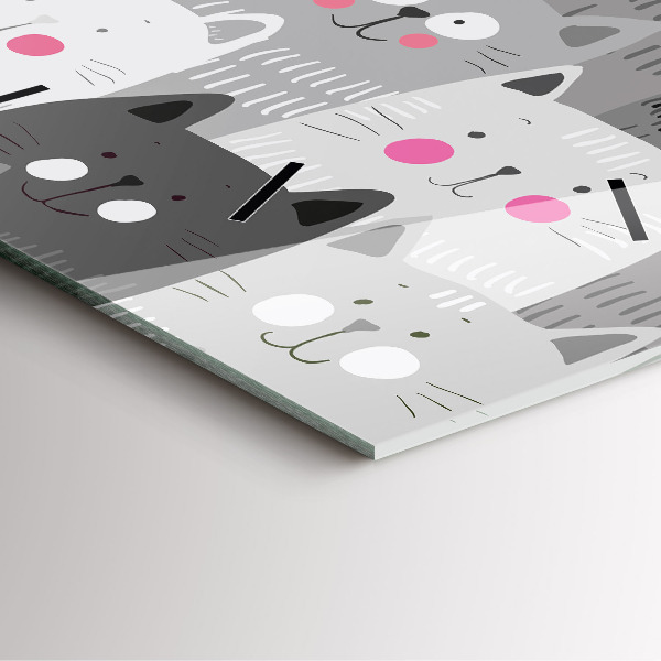 Szögletes fali üvegóra Minta macskákkal