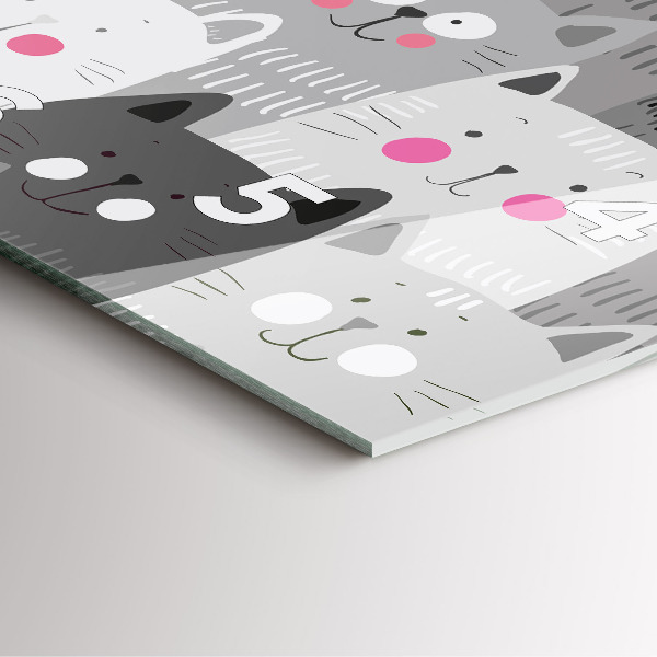 Szögletes fali üvegóra Minta macskákkal