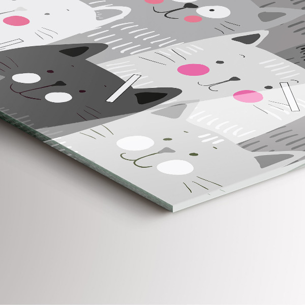 Szögletes fali üvegóra Minta macskákkal