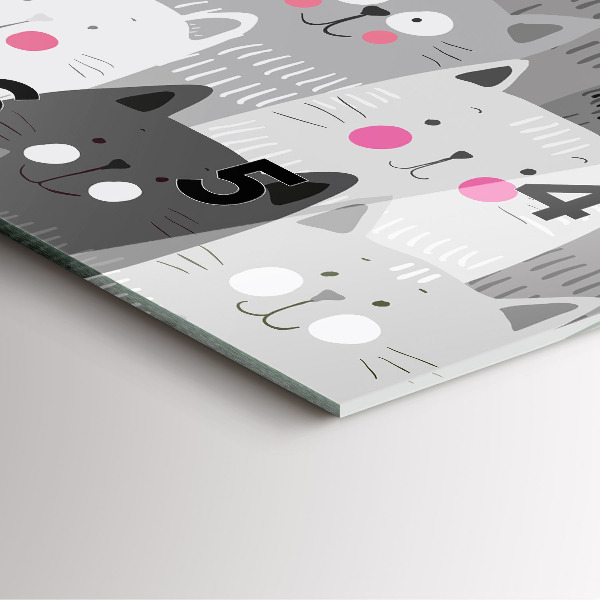 Szögletes fali üvegóra Minta macskákkal