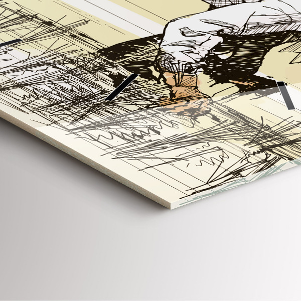 Szögletes fali üvegóra Nő rizst szed