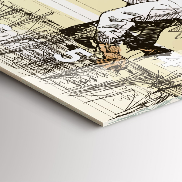 Szögletes fali üvegóra Nő rizst szed