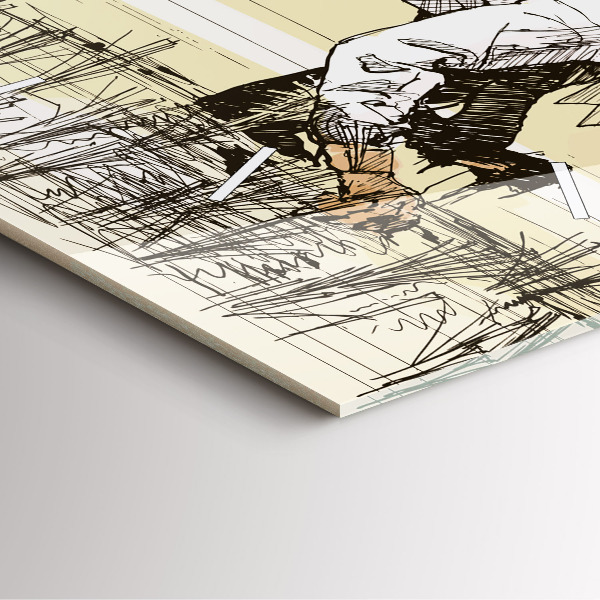 Szögletes fali üvegóra Nő rizst szed