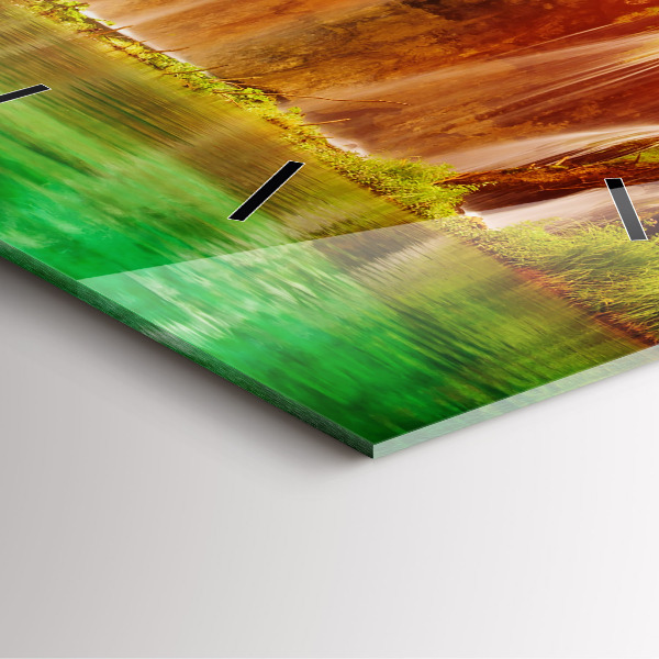 Szögletes fali üvegóra Kilátás a vízesésre