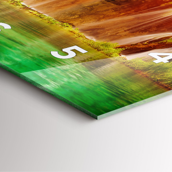 Szögletes fali üvegóra Kilátás a vízesésre