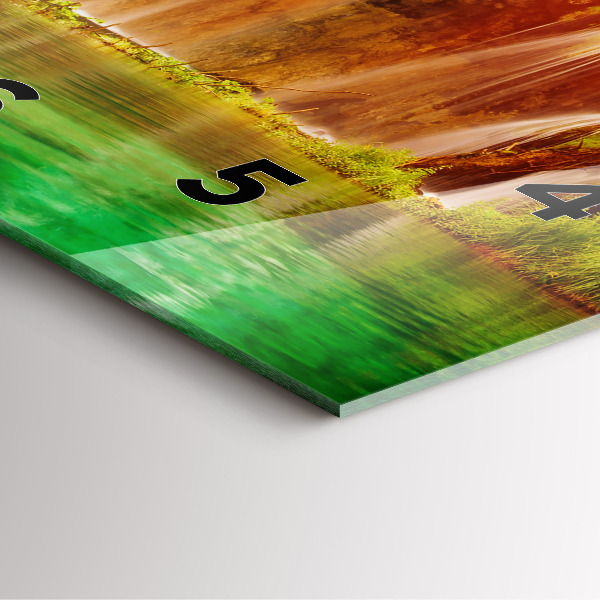 Szögletes fali üvegóra Kilátás a vízesésre