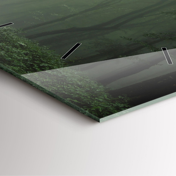 Szögletes fali üvegóra Ködös erdő reggel