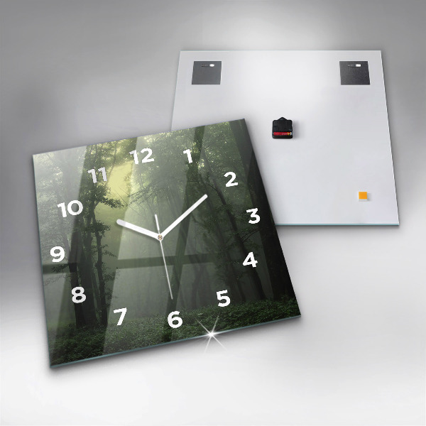 Szögletes fali üvegóra Ködös erdő reggel
