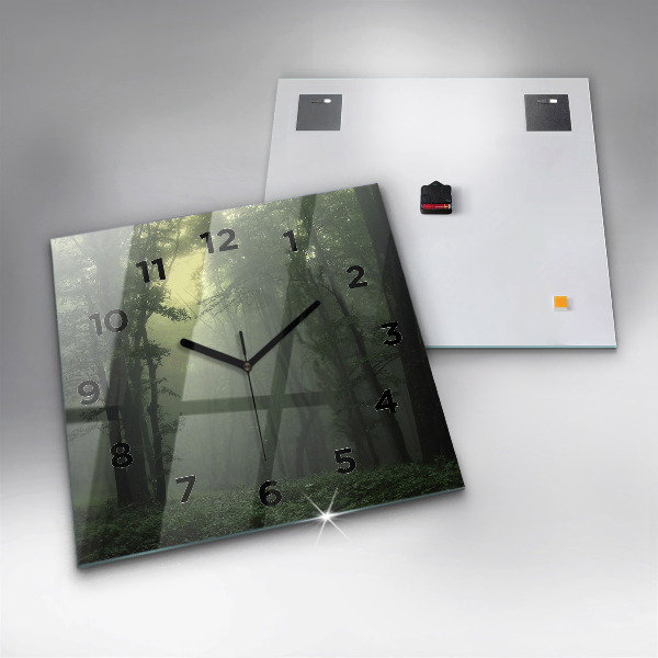 Szögletes fali üvegóra Ködös erdő reggel