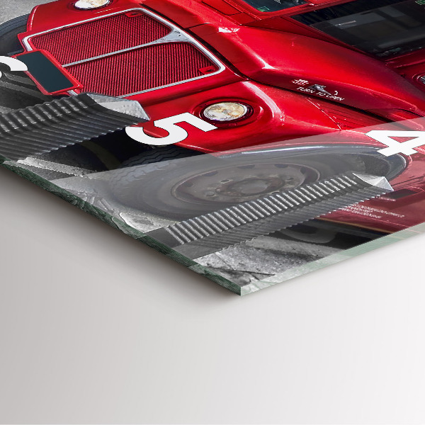 Szögletes fali üvegóra Piros emeletes busz