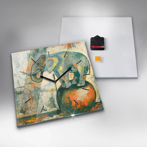 Szögletes fali üvegóra Festett elefánttartás