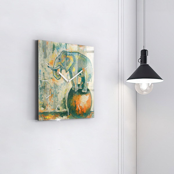 Szögletes fali üvegóra Festett elefánttartás