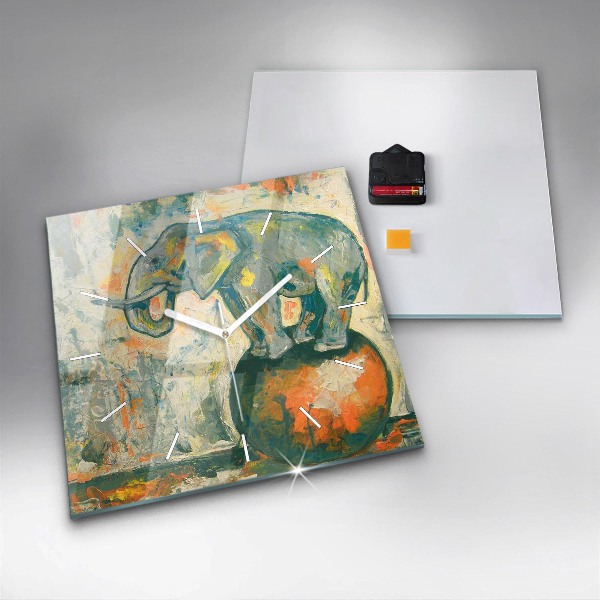 Szögletes fali üvegóra Festett elefánttartás