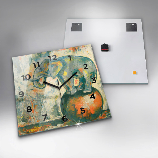 Szögletes fali üvegóra Festett elefánttartás