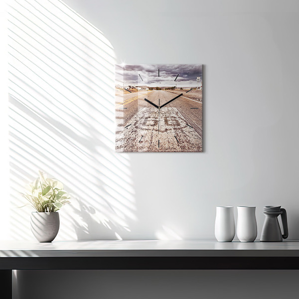 Szögletes fali üvegóra Route 66 USA