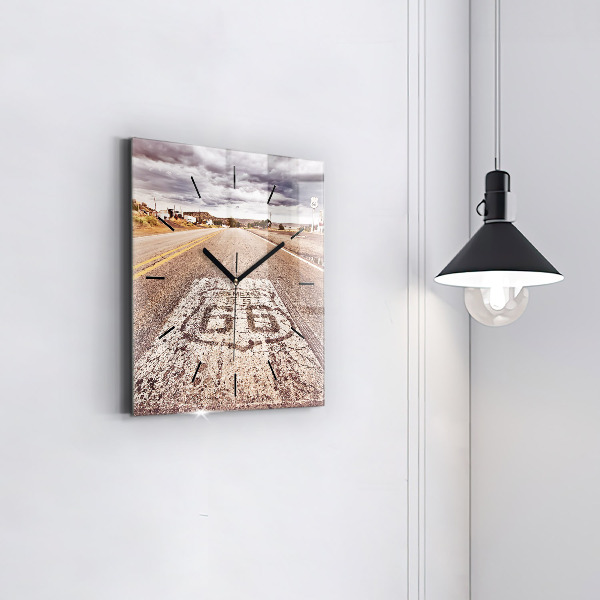 Szögletes fali üvegóra Route 66 USA