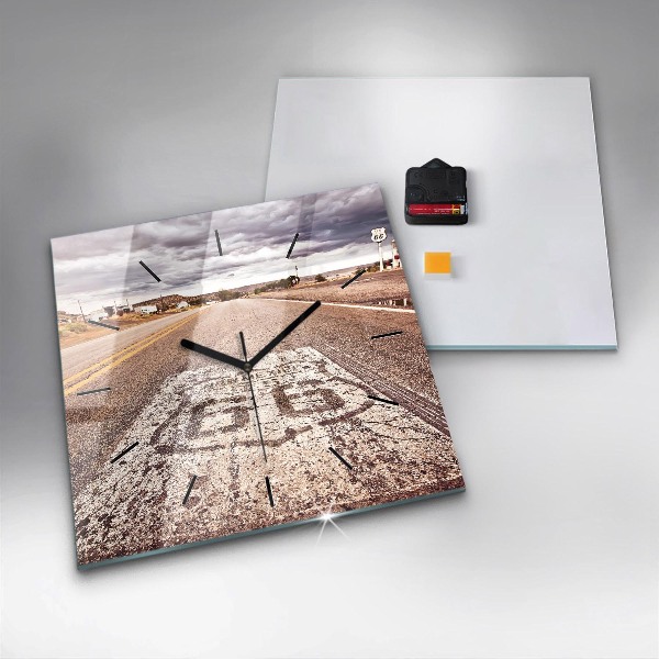 Szögletes fali üvegóra Route 66 USA