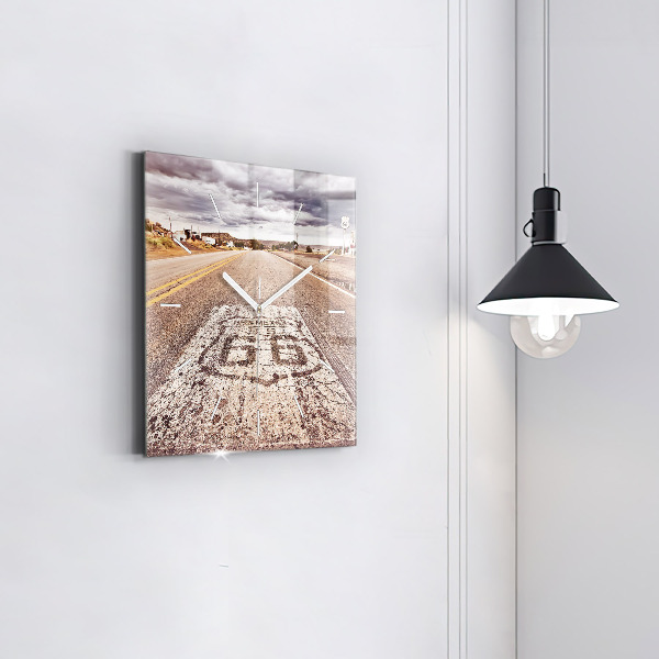 Szögletes fali üvegóra Route 66 USA