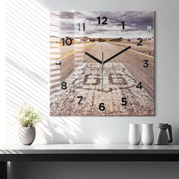 Szögletes fali üvegóra Route 66 USA