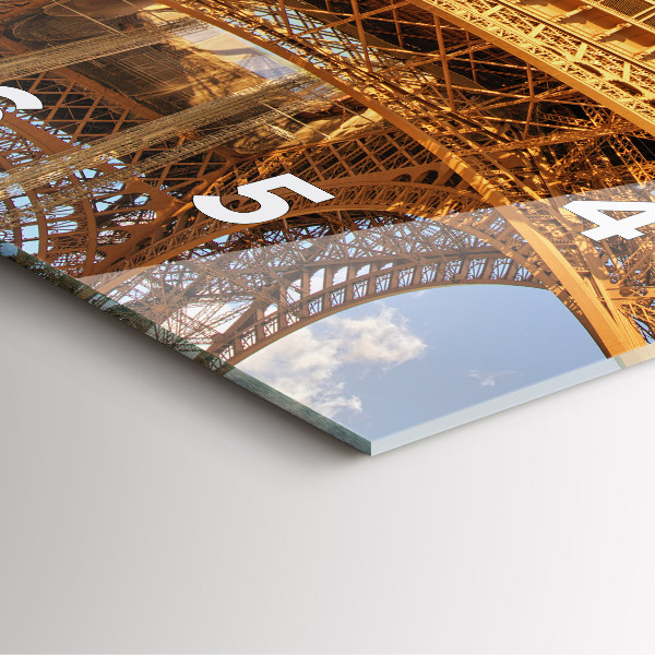 Szögletes fali üvegóra Az Eiffel-torony a felhőkkel szemben