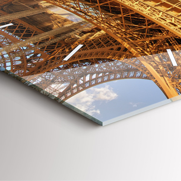 Szögletes fali üvegóra Az Eiffel-torony a felhőkkel szemben